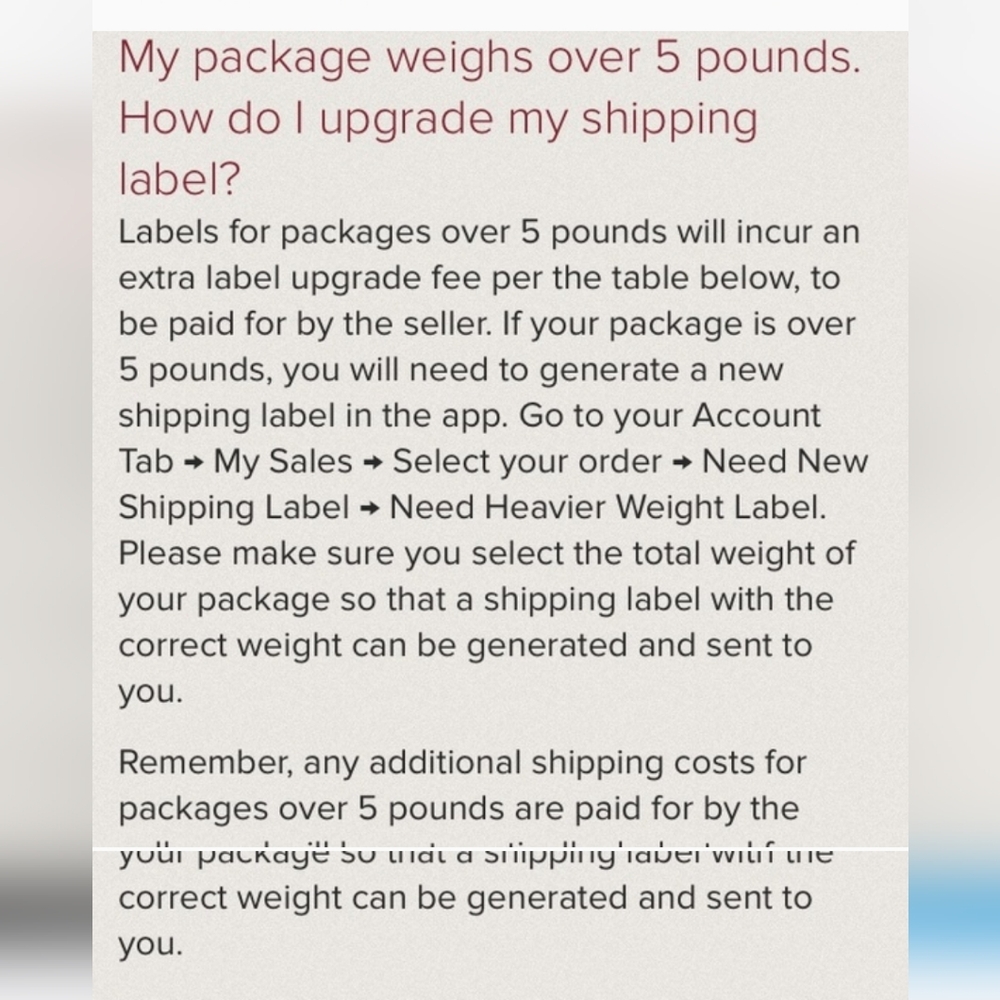 Directions on how to ship something over 5 pounds